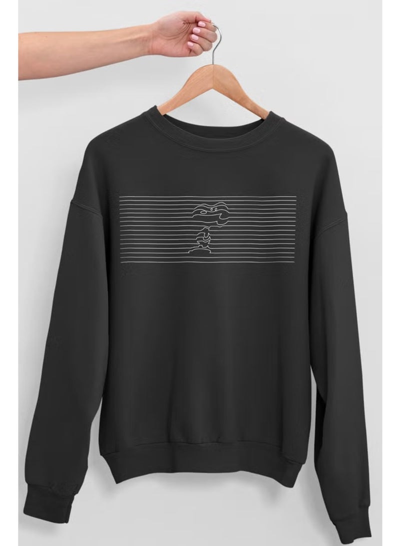 Rock&Roll Striped Dog Anthracite Crew Neck Thick Men's Sweatshirt - Image 2